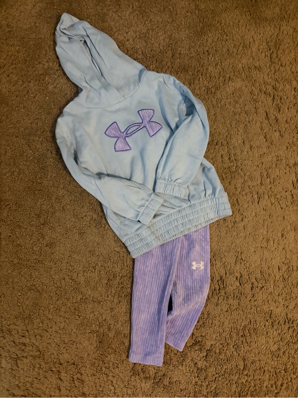 Under Armour Light Blue Hoodie with Purple Leggings